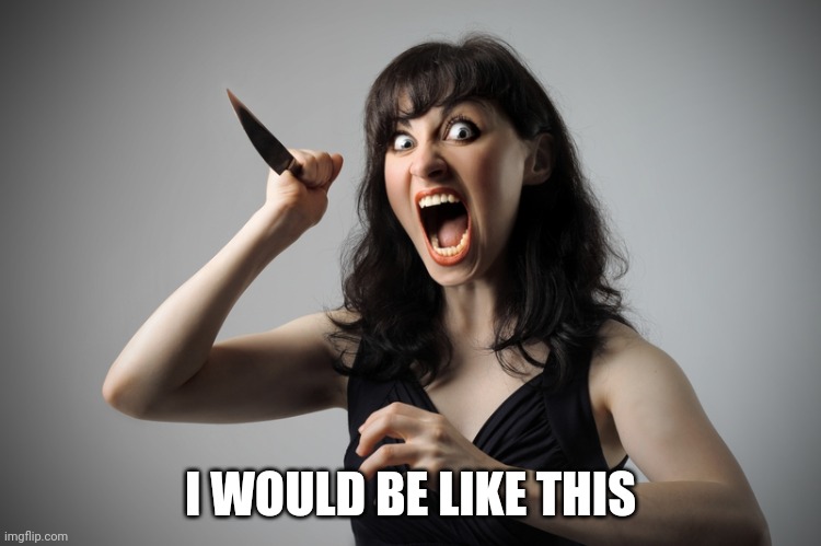 Angry woman | I WOULD BE LIKE THIS | image tagged in angry woman | made w/ Imgflip meme maker