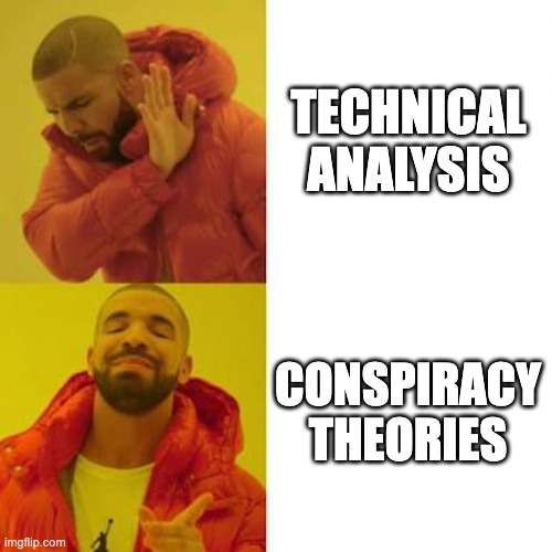 Drake No/Yes | TECHNICAL ANALYSIS; CONSPIRACY THEORIES | image tagged in drake no/yes | made w/ Imgflip meme maker