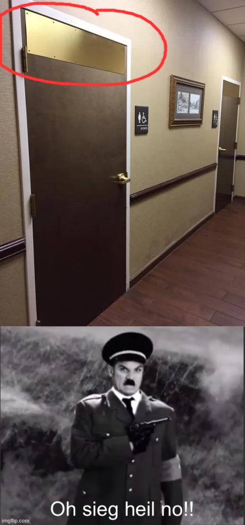 Yes boss, I installed The new bathroom doors. | image tagged in oh sieg heil no,you had one job,memes,funny | made w/ Imgflip meme maker