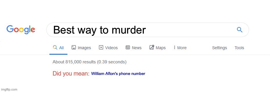 Pov: fnaf | Best way to murder; William Afton's phone number | image tagged in did you mean | made w/ Imgflip meme maker
