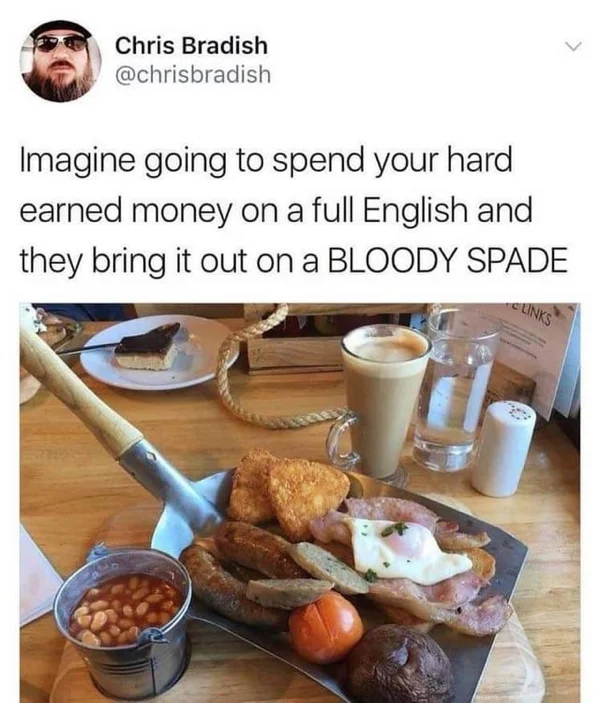 English Spade Breakfast. Blank Meme Template