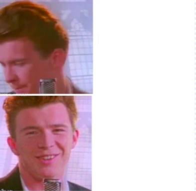 Drake Hotline Bling but rickroll Blank Meme Template