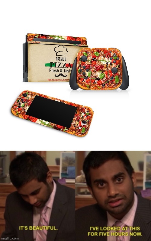 Nintendo Switch Skin Decal For Console Joy-Con And Dock Pizza Slice Box | image tagged in i've looked at this for 5 hours now,nintendo switch,pizza,nintendo,memes,meme | made w/ Imgflip meme maker