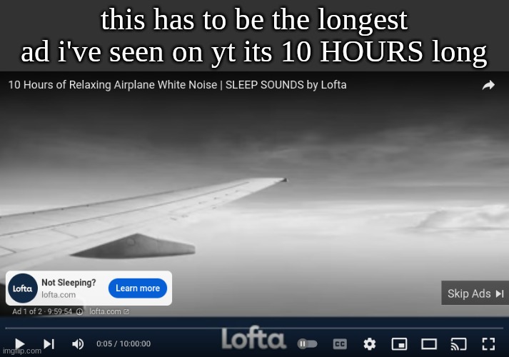 this has to be the longest ad i've seen on yt its 10 HOURS long | made w/ Imgflip meme maker