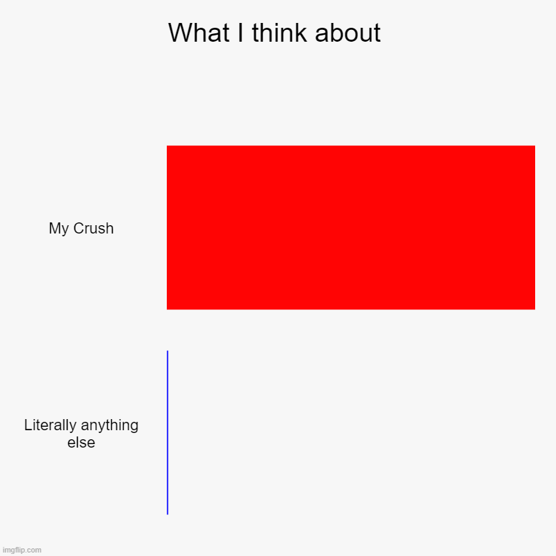What I think about | My Crush, Literally anything else | image tagged in charts,bar charts | made w/ Imgflip chart maker