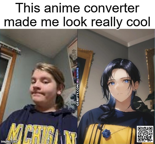 Honestly it's a look | This anime converter made me look really cool | image tagged in artificial intelligence,anime | made w/ Imgflip meme maker