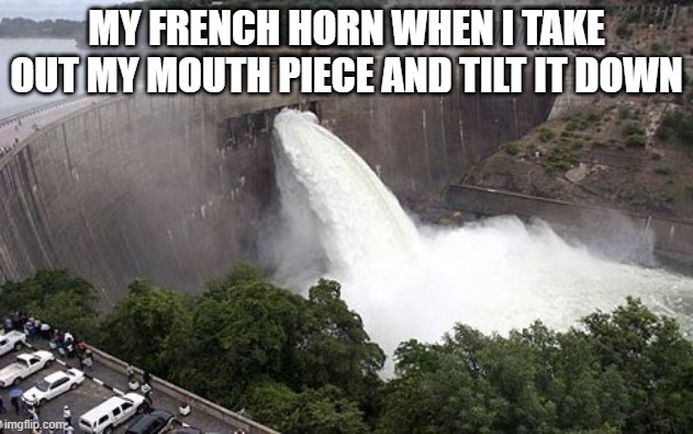 Floodgate | MY FRENCH HORN WHEN I TAKE OUT MY MOUTH PIECE AND TILT IT DOWN | image tagged in floodgate | made w/ Imgflip meme maker
