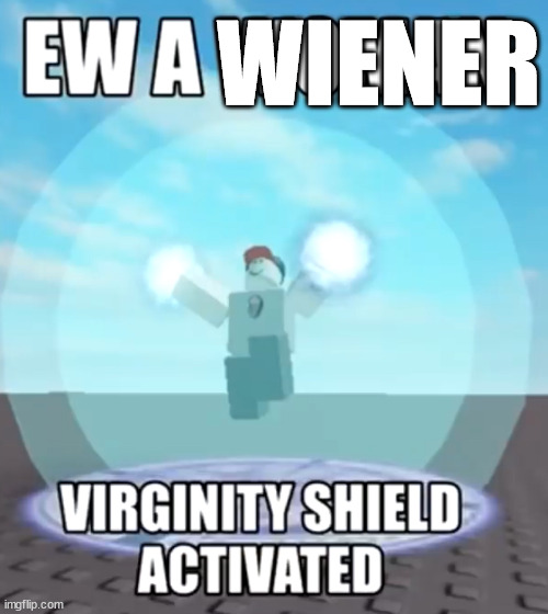 Ew a woman virginity shield activated | WIENER | image tagged in ew a woman virginity shield activated | made w/ Imgflip meme maker
