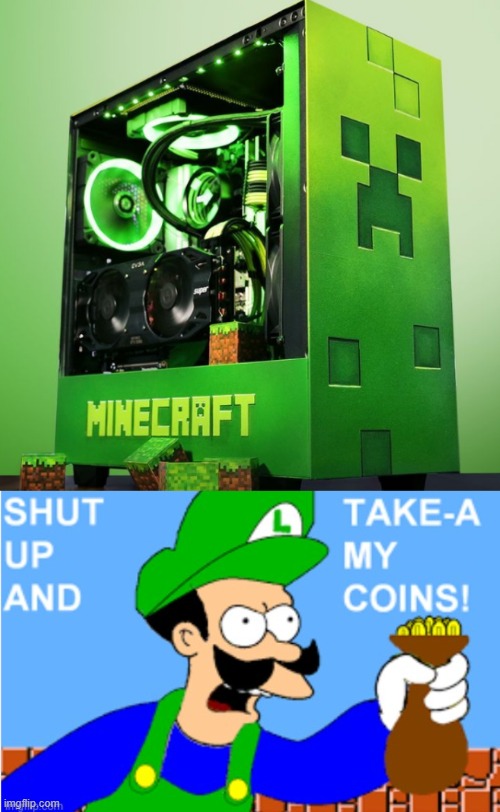 I will buy your entire stock! | image tagged in luigi shut up and take-a my coins,pc,memes | made w/ Imgflip meme maker