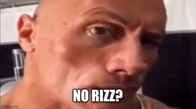 L | NO RIZZ? | image tagged in the rock eyebrow | made w/ Imgflip meme maker