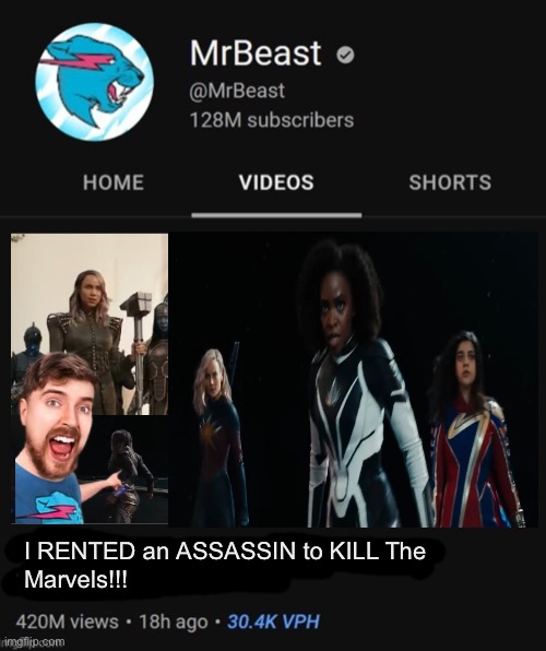 MrBeast go brr | I RENTED an ASSASSIN to KILL The 
Marvels!!! | image tagged in mrbeast thumbnail template | made w/ Imgflip meme maker