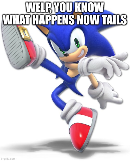 cool sonic | WELP, YOU KNOW WHAT HAPPENS NOW TAILS | image tagged in cool sonic | made w/ Imgflip meme maker