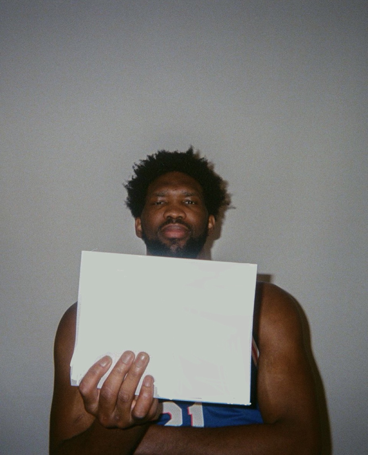 High Quality Joel Embiid Holding Sign Blank Meme Template