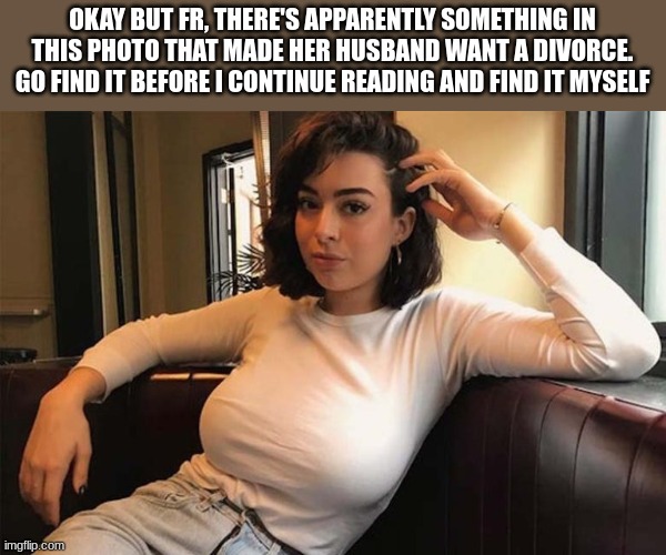 OKAY BUT FR, THERE'S APPARENTLY SOMETHING IN THIS PHOTO THAT MADE HER HUSBAND WANT A DIVORCE. GO FIND IT BEFORE I CONTINUE READING AND FIND IT MYSELF | made w/ Imgflip meme maker