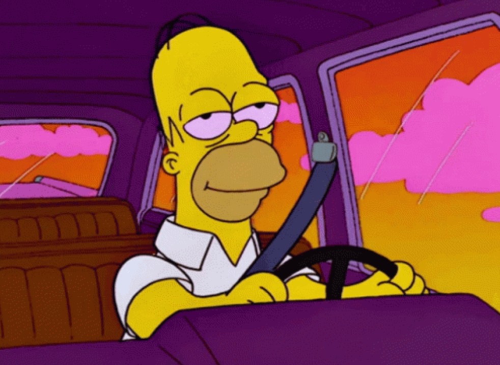 Homer Simpson Driving High Blank Meme Template