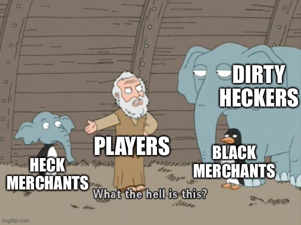 Dirty Heckers + Black Merchants equals Heck Merchants | DIRTY HECKERS; PLAYERS; BLACK MERCHANTS; HECK MERCHANTS | image tagged in what the hell is this | made w/ Imgflip meme maker