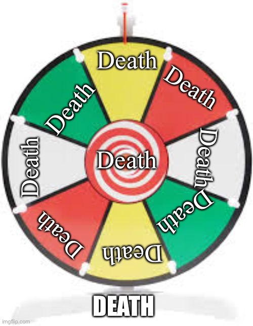 Spinning Wheel | Death Death Death Death Death Death Death Death Death DEATH | image tagged in spinning wheel | made w/ Imgflip meme maker