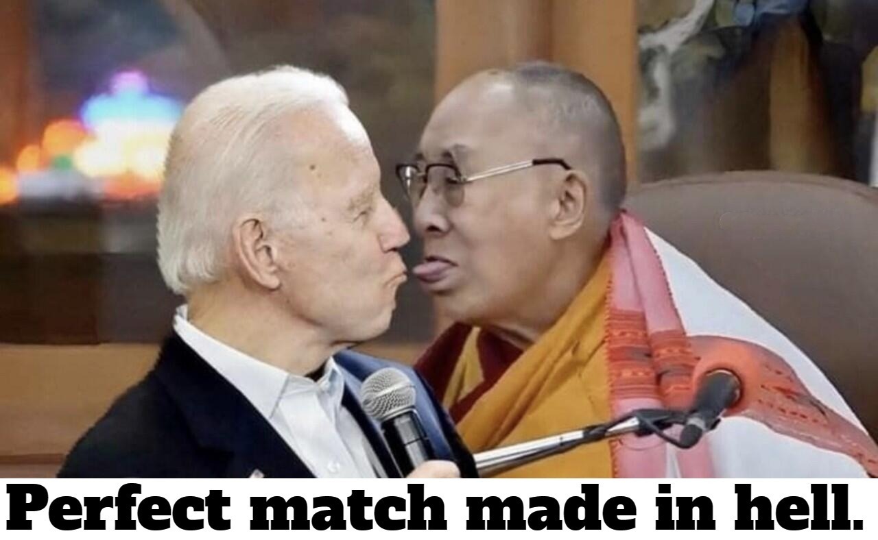 Meet the Dolly Llama & Pedo Joe | image tagged in pedohitler,dalai lama,old perverts,pedophiles,ok groomer,groomer | made w/ Imgflip meme maker