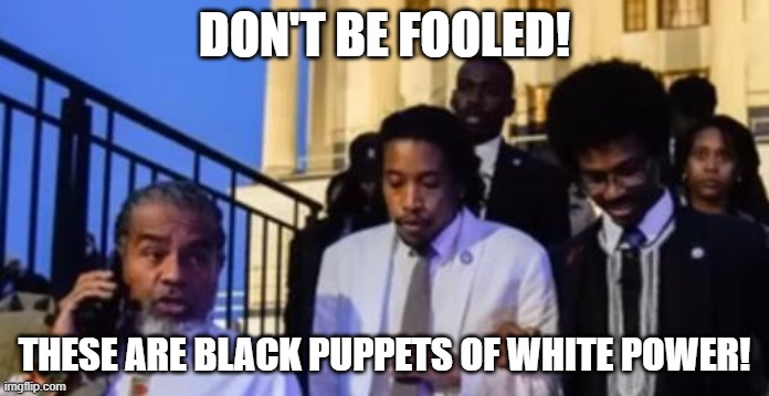 Black puppets of white power! | DON'T BE FOOLED! THESE ARE BLACK PUPPETS OF WHITE POWER! | made w/ Imgflip meme maker