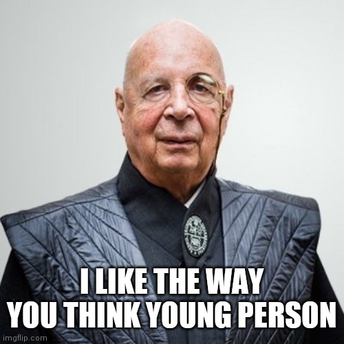 Klaus Schwab | I LIKE THE WAY YOU THINK YOUNG PERSON | image tagged in klaus schwab | made w/ Imgflip meme maker