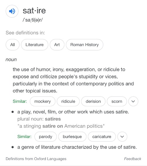 Satire definition | image tagged in satire definition | made w/ Imgflip meme maker