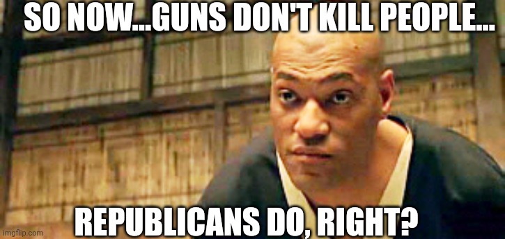 Do you think that's air you're breathing? | SO NOW...GUNS DON'T KILL PEOPLE... REPUBLICANS DO, RIGHT? | image tagged in do you think that's air you're breathing | made w/ Imgflip meme maker