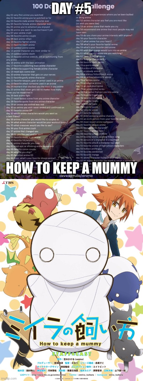 wasent very good | DAY #5; HOW TO KEEP A MUMMY | image tagged in 100 day anime challenge | made w/ Imgflip meme maker