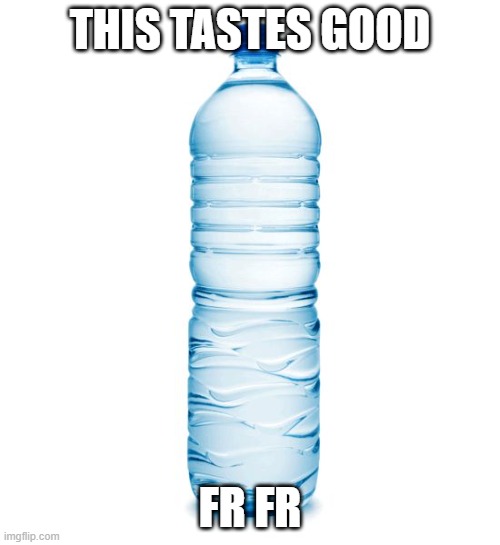 i like water | THIS TASTES GOOD; FR FR | image tagged in water bottle | made w/ Imgflip meme maker
