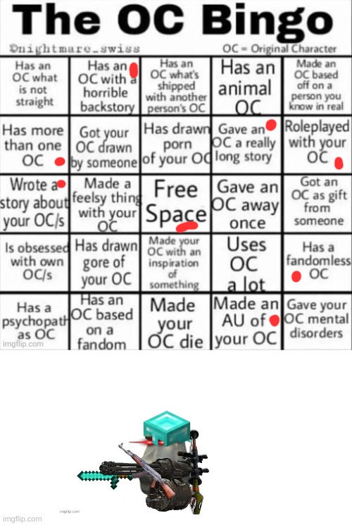 Damn I need a different bingo | image tagged in the oc bingo | made w/ Imgflip meme maker