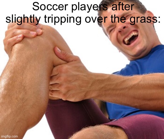 For real, though | Soccer players after slightly tripping over the grass: | image tagged in soccer,funny,funny memes,hahaha | made w/ Imgflip meme maker