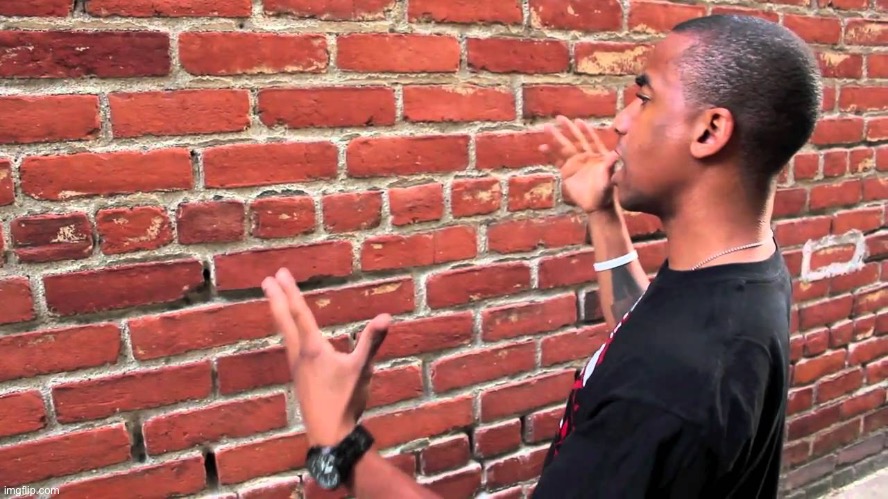 Man talking to wall | image tagged in man talking to wall | made w/ Imgflip meme maker