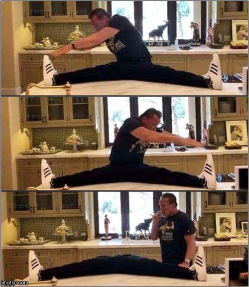 Super Flexible Arnie ! | image tagged in arnold schwarzenegger,flexible,exercise | made w/ Imgflip meme maker