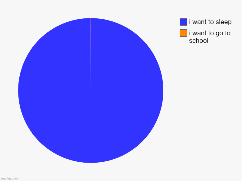 i want to go to school, i want to sleep | image tagged in charts,pie charts | made w/ Imgflip chart maker