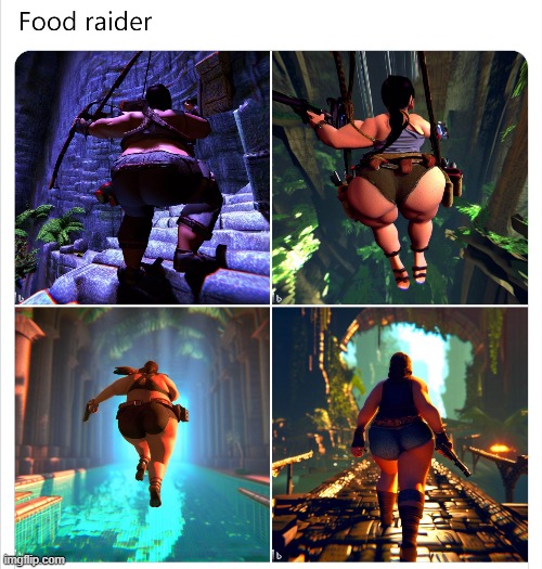 AI art | image tagged in tomb raider,funny | made w/ Imgflip meme maker