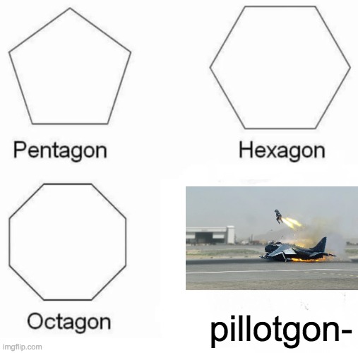 pilotgon-               (btw nobody was hurt) | pillotgon- | image tagged in memes,pentagon hexagon octagon,aviation,among us ejected,funny | made w/ Imgflip meme maker