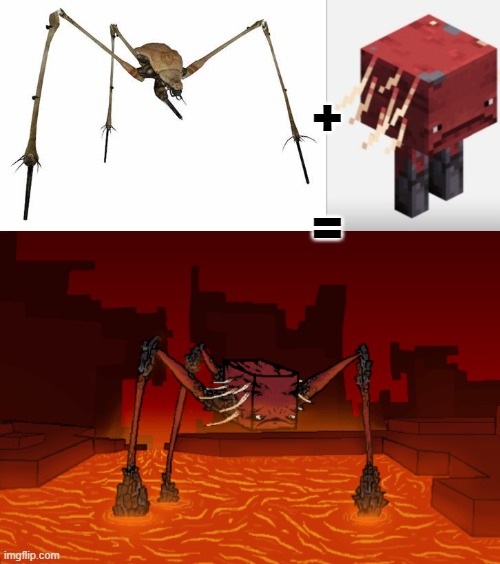 Half-Life strider + Minecraft strider | +; = | image tagged in striders blank | made w/ Imgflip meme maker