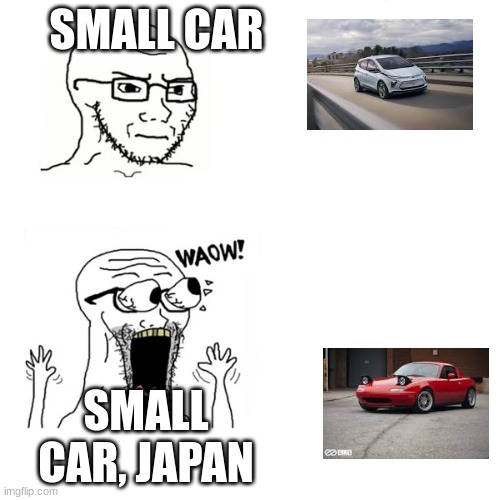 Waow Wojak | SMALL CAR; SMALL CAR, JAPAN | image tagged in waow wojak | made w/ Imgflip meme maker