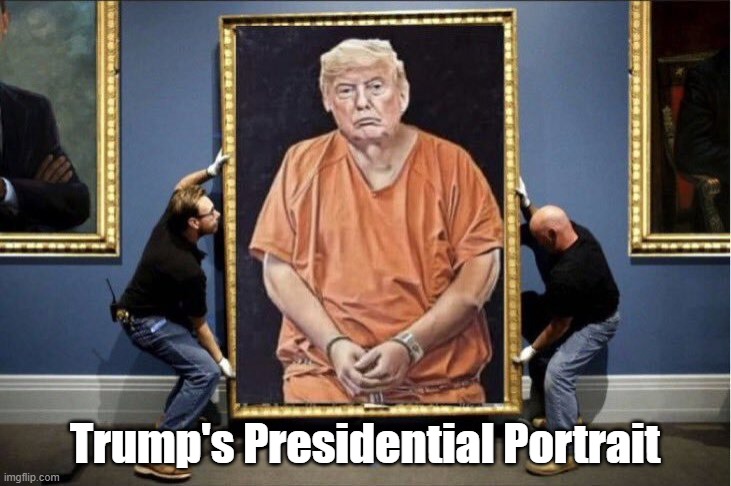 "Trump's Presidential Portrait" | Trump's Presidential Portrait | image tagged in trump,portrait,orange jump suit | made w/ Imgflip meme maker