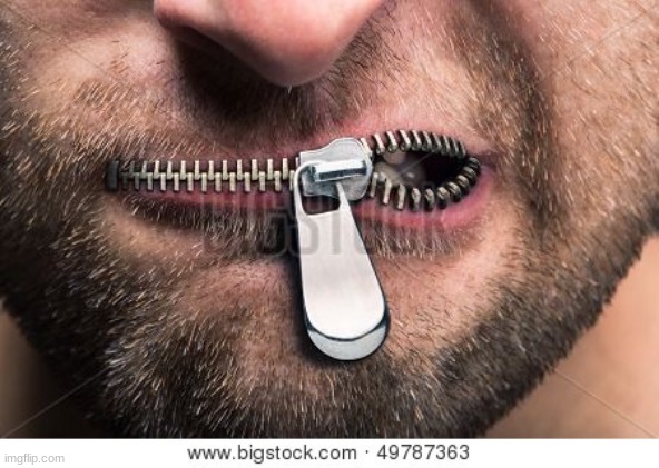 comment banned :( | image tagged in zip mouth | made w/ Imgflip meme maker