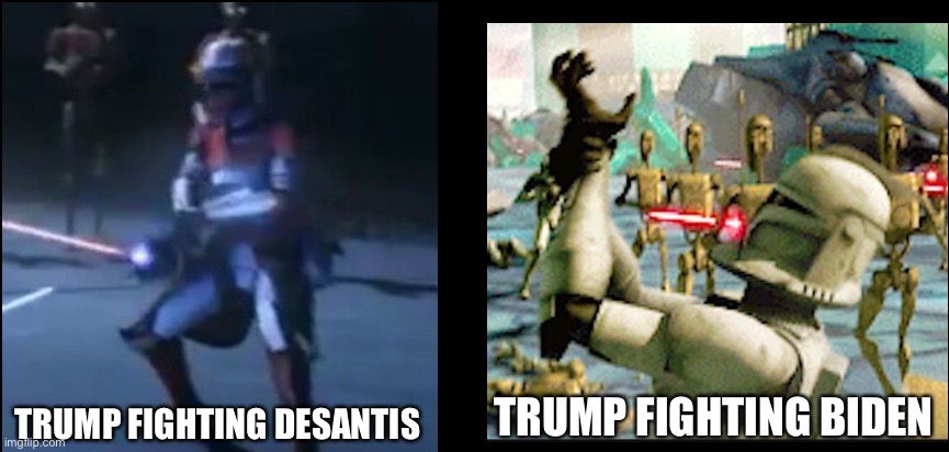 Strong vs Weak Clone Fight | TRUMP FIGHTING BIDEN; TRUMP FIGHTING DESANTIS | made w/ Imgflip meme maker