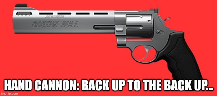 Raging bull | HAND CANNON: BACK UP TO THE BACK UP... | image tagged in raging bull | made w/ Imgflip meme maker