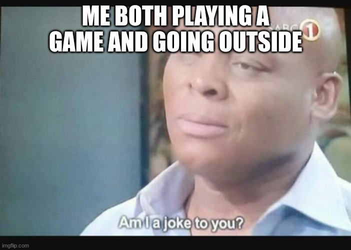 Am I a joke to you? | ME BOTH PLAYING A GAME AND GOING OUTSIDE | image tagged in am i a joke to you | made w/ Imgflip meme maker