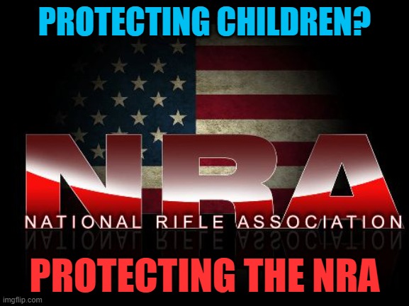 Sponsored by NRA | PROTECTING CHILDREN? PROTECTING THE NRA | image tagged in sponsored by nra | made w/ Imgflip meme maker