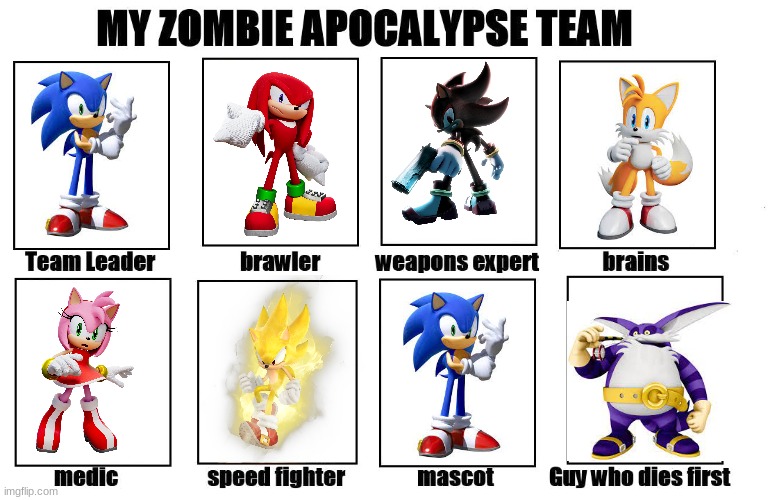 Comment if you want me to do another one with more characters | image tagged in my zombie apocalypse team | made w/ Imgflip meme maker