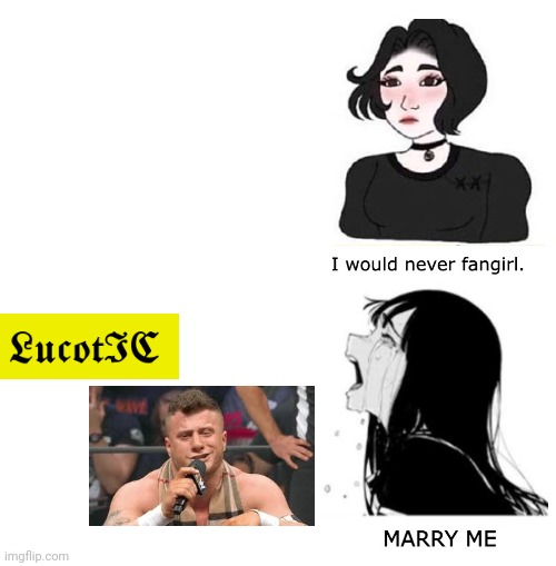 (I like lucotic more than mjf but still) | image tagged in i would never fangirl | made w/ Imgflip meme maker