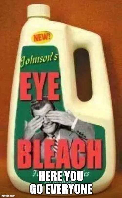 Eye bleach | HERE YOU GO EVERYONE | image tagged in eye bleach | made w/ Imgflip meme maker