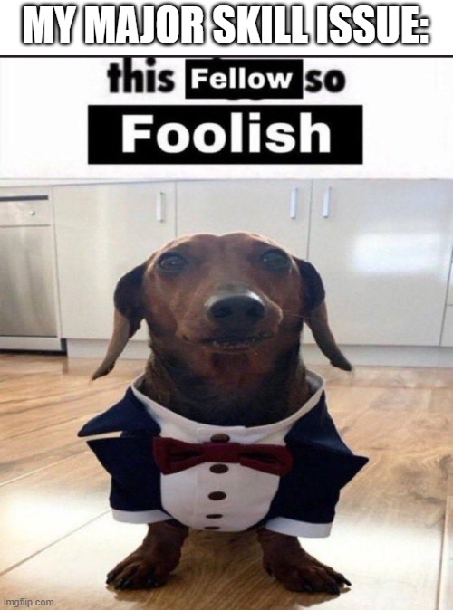 This fellow is so foolish | MY MAJOR SKILL ISSUE: | image tagged in this fellow is so foolish | made w/ Imgflip meme maker