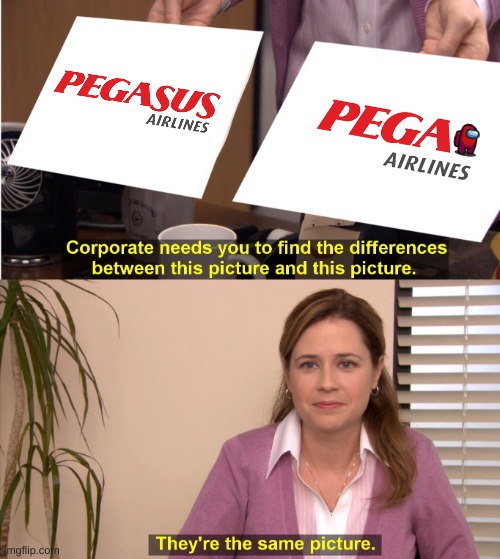 I mean, it is Pegasus. | image tagged in memes,they're the same picture,pegasus airlines,sus | made w/ Imgflip meme maker