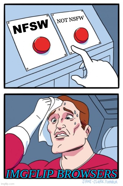 Two Buttons Meme | NFSW NOT NSFW IMGFLIP BROWSERS | image tagged in memes,two buttons | made w/ Imgflip meme maker