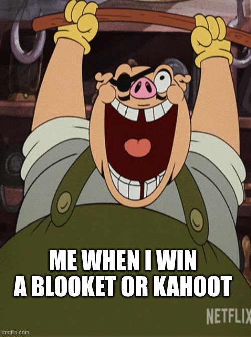 I bless luck with all of you to win! | ME WHEN I WIN A BLOOKET OR KAHOOT | image tagged in cuphead | made w/ Imgflip meme maker